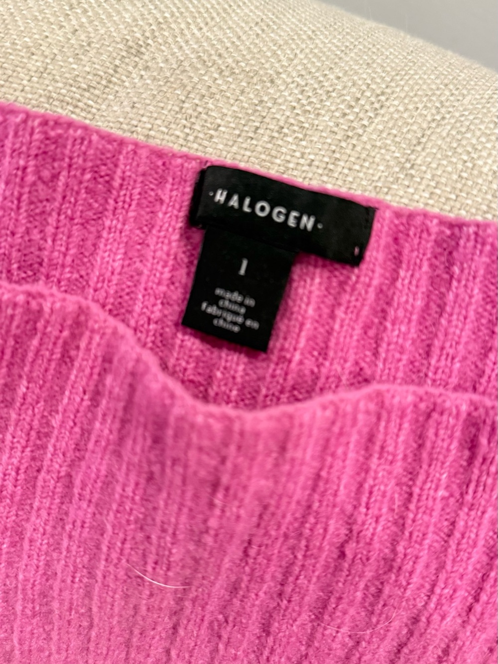 Halogen Fuchsia Off-the-Shoulder Ribbed Sweater - Picture 2 of 3